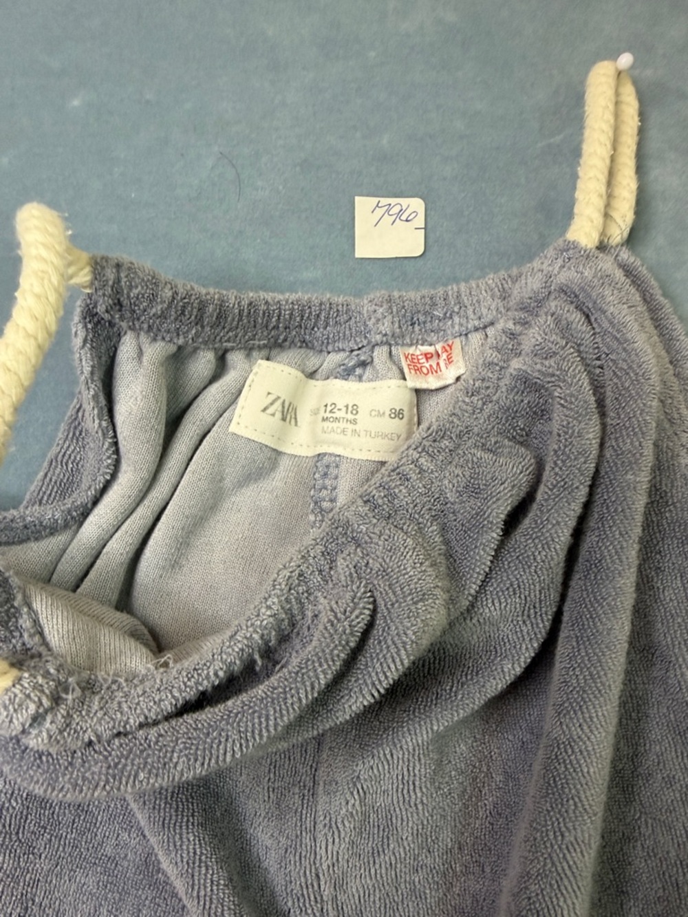 Zara Light Grey Blue Terry Baby Shorts 12-18 months - Picture 2 of 4